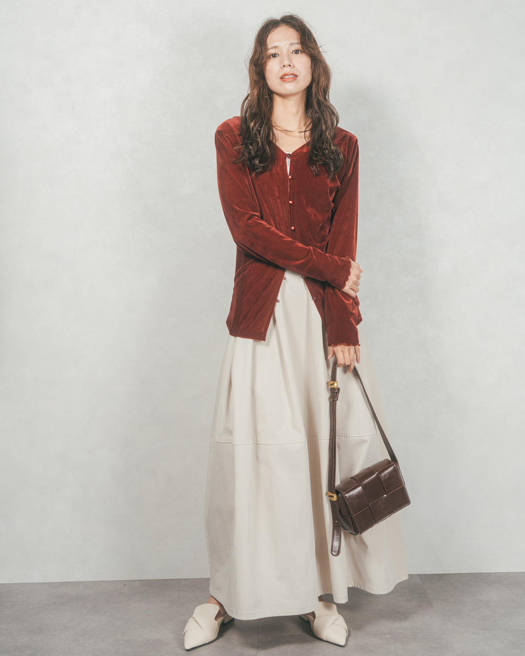 コクーンシルエットロングスカート (BLACK)