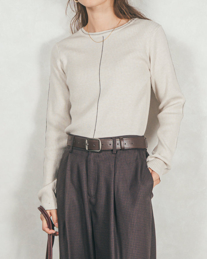 ［SET］Line Rib クルーネックニット+Tweedベロアサロペット（2SET）