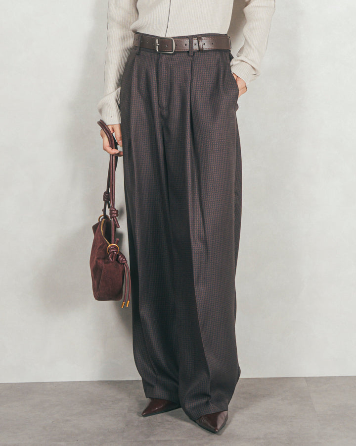 メランジチェックStraightパンツ (BROWN)