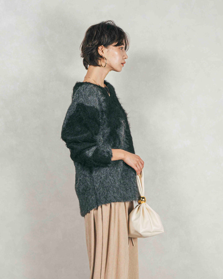 ［SET］ニュアンスグラデーションShaggyニット+サイドタックコクーンコーデュロイパンツ（2SET）