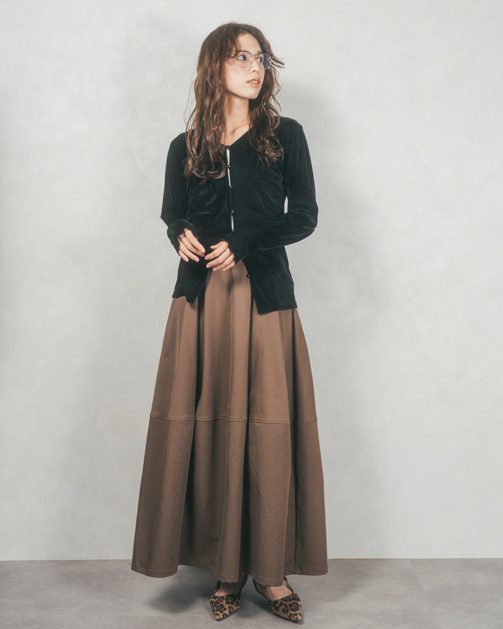 コクーンシルエットロングスカート (BLACK)