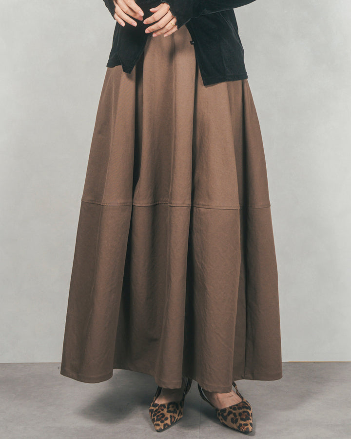 コクーンシルエットロングスカート (BLACK)