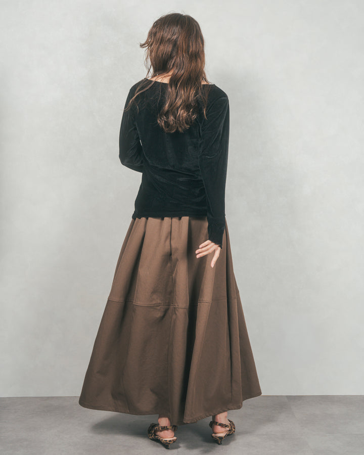 コクーンシルエットロングスカート (BLACK)