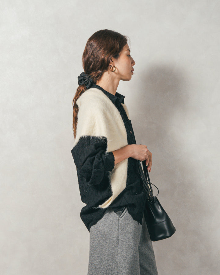 ［SET］コットンフラワーレースシャツ+Relax 裏起毛カーブパンツ（2SET）