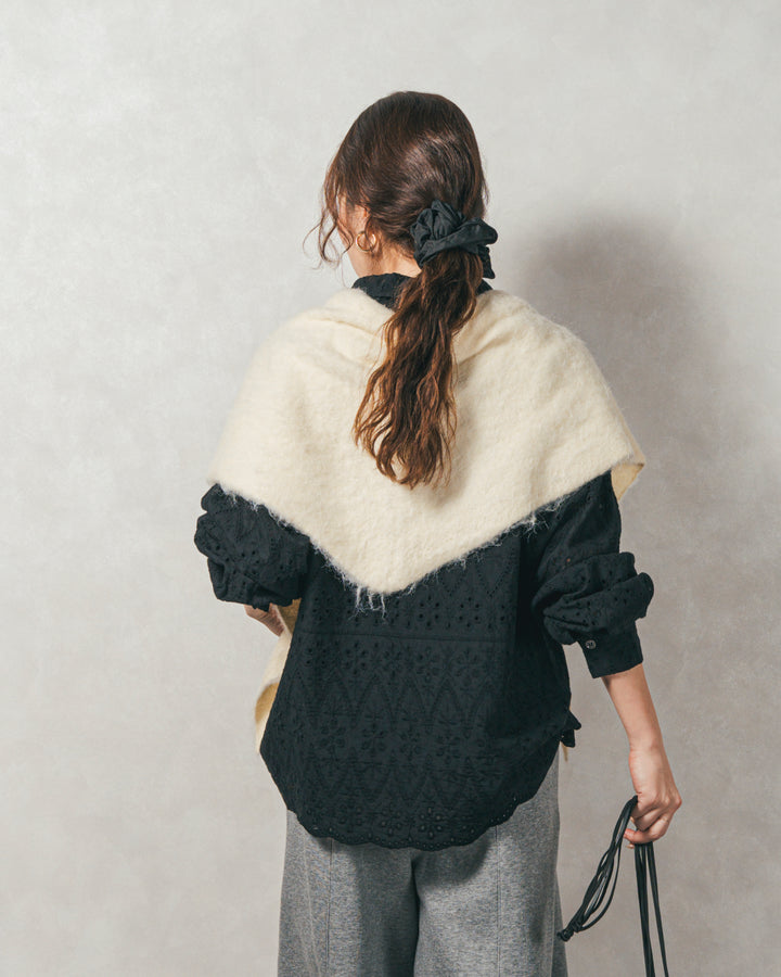 ［SET］コットンフラワーレースシャツ+Relax 裏起毛カーブパンツ（2SET）