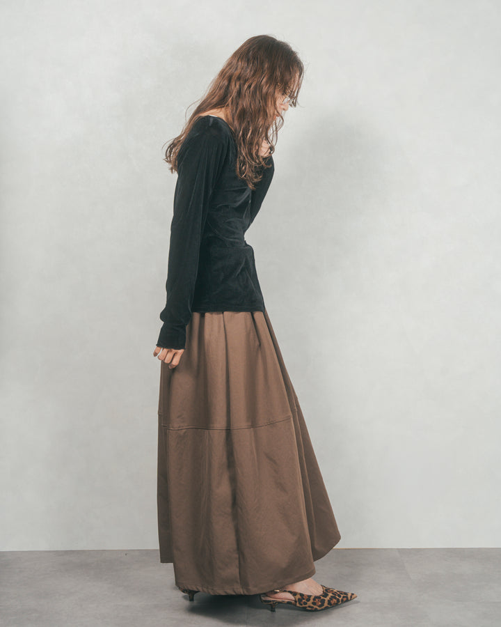 コクーンシルエットロングスカート (BLACK)