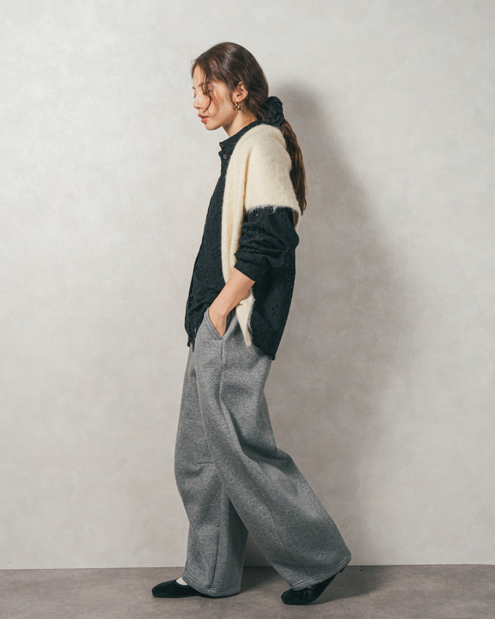 コットンフラワーレースシャツ (BLACK)