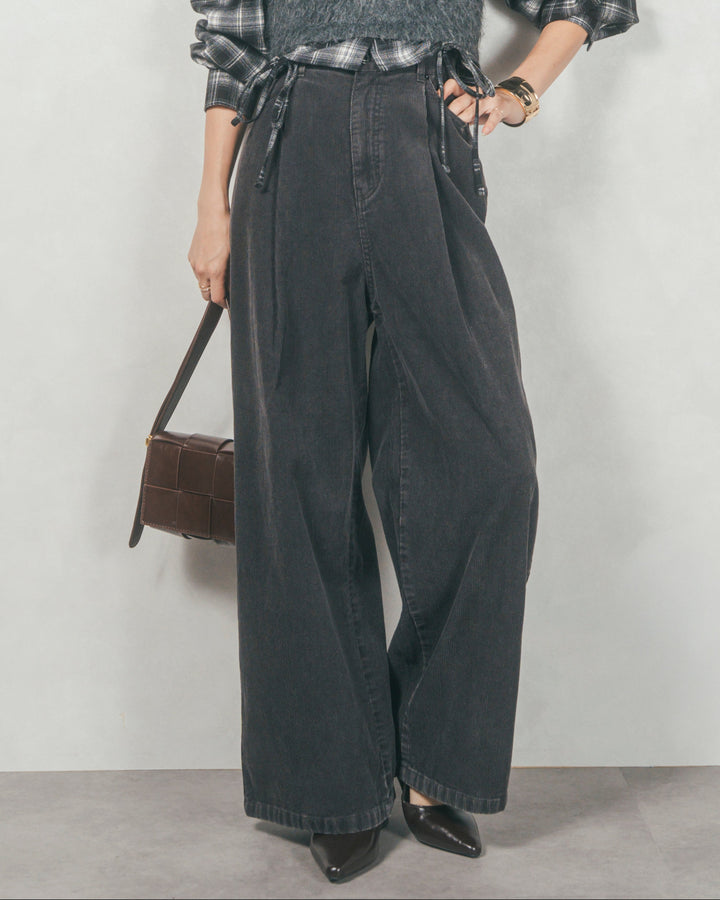 コーデュロイWideストレートパンツ(CHARCOAL)