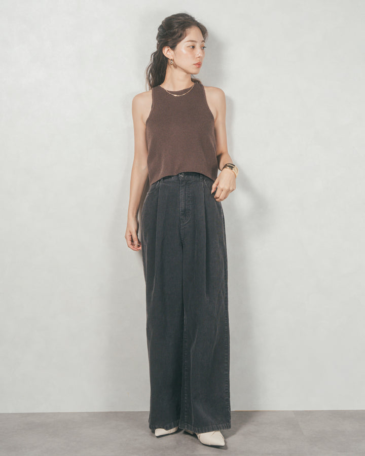 メランジVネックニットレイヤードセット (BROWN x DARK BROWN)