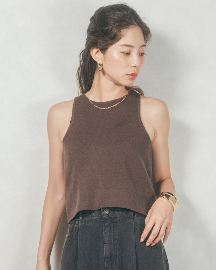 ［SET］メランジVネックニットレイヤードセット+Mellowサテン セミフレアスカート（2SET）