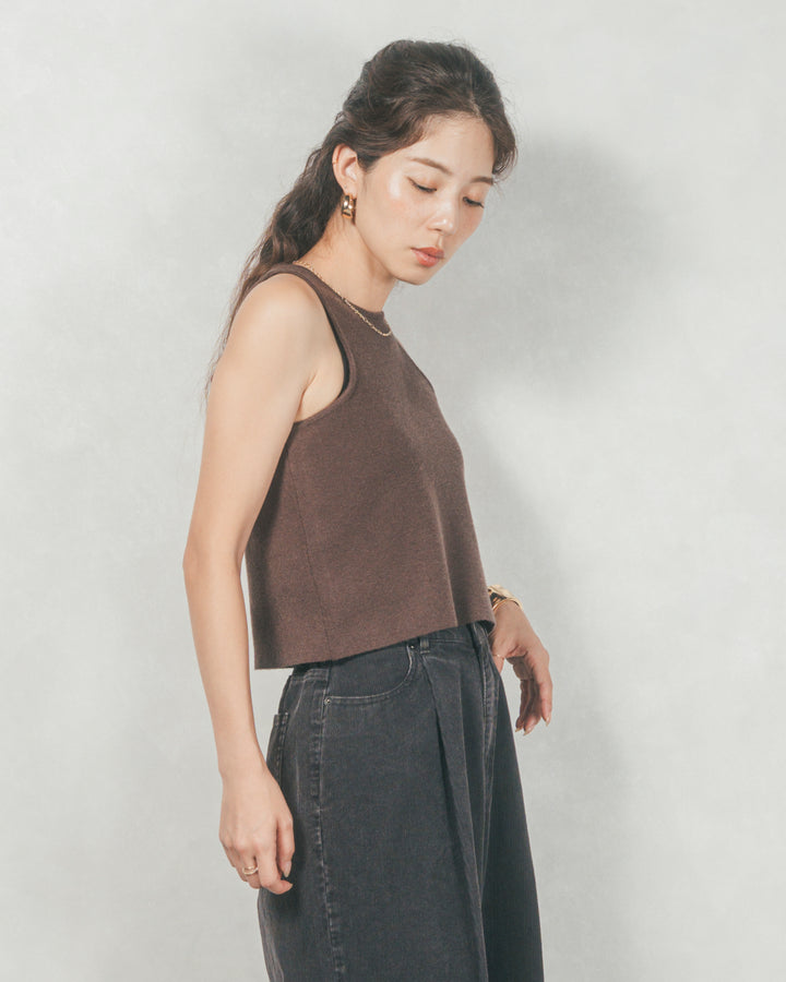 メランジVネックニットレイヤードセット (BROWN x DARK BROWN)