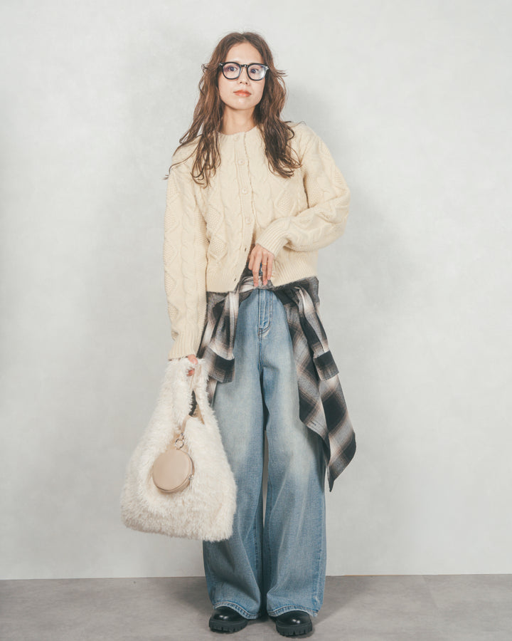 ワイドTuckイージーデニム (BLEACH)