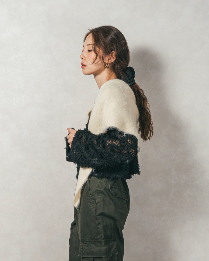 ［SET］チュールメッシュクロップドトップス+すっきり見えカップ付きキャミ+ピグメントツイルカーゴパンツ（3SET）