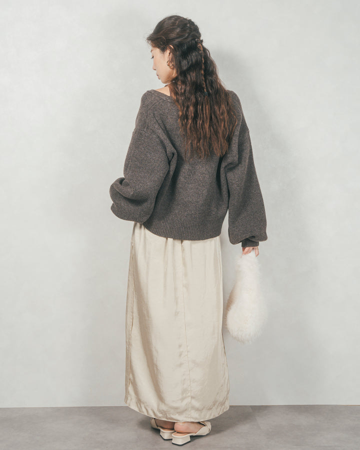 メランジVネックニットレイヤードセット (BROWN x DARK BROWN)