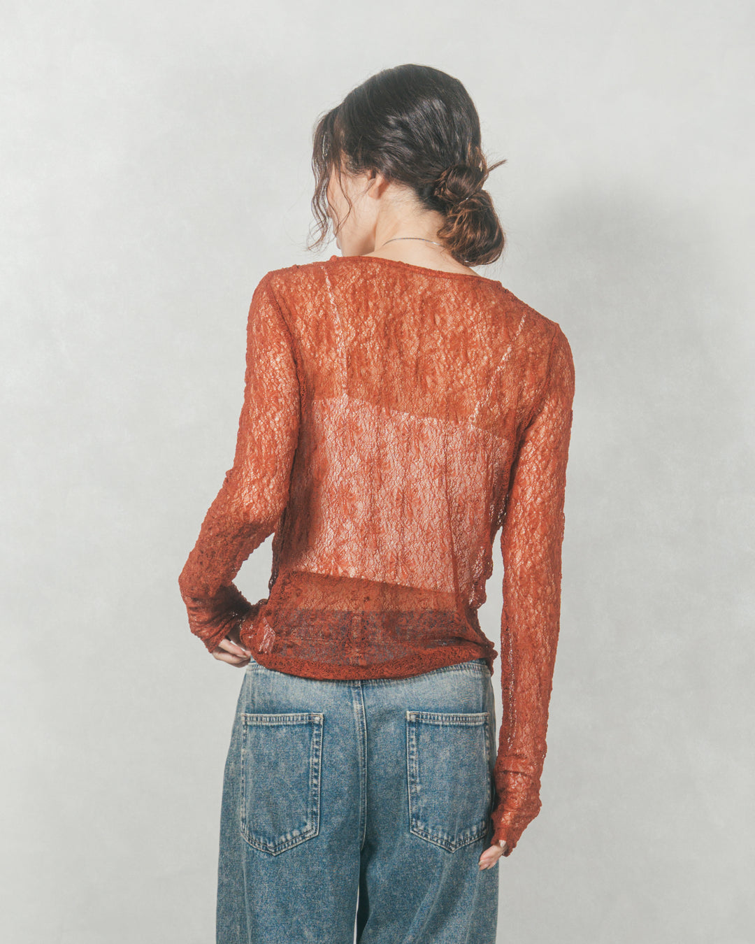 ストレッチレースシアートップス (TERRACOTTA)