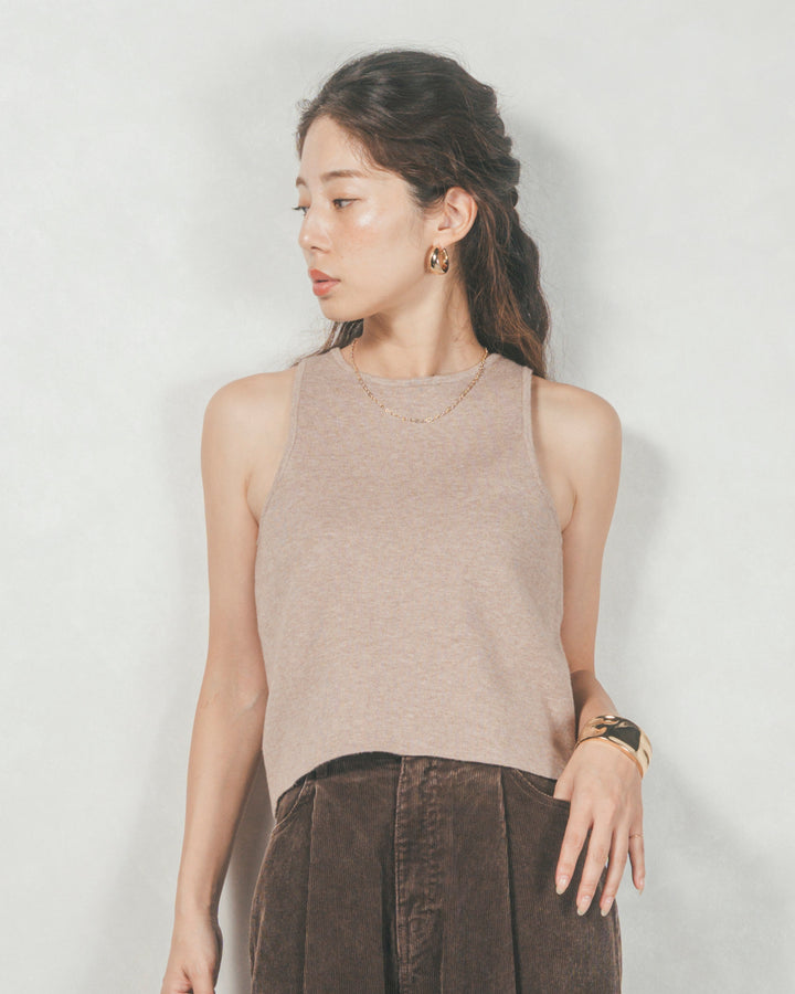 ［SET］メランジVネックニットレイヤードセット+Mellowサテン セミフレアスカート（2SET）