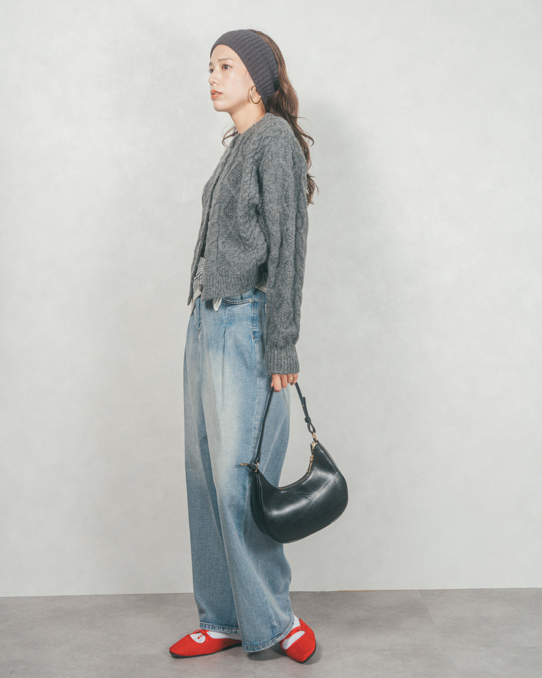 ワイドTuckイージーデニム (BLEACH)