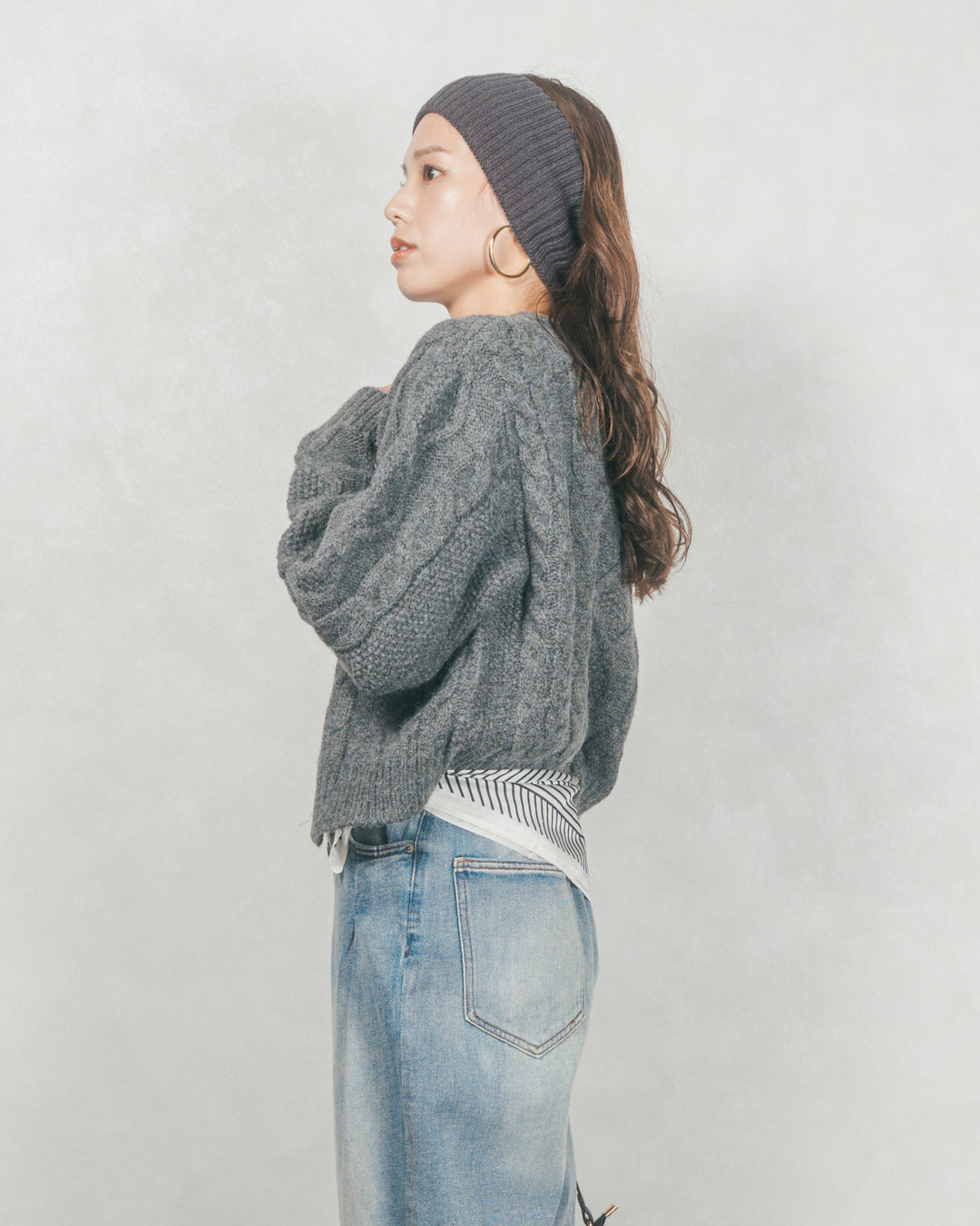 ワイドTuckイージーデニム (BLEACH)