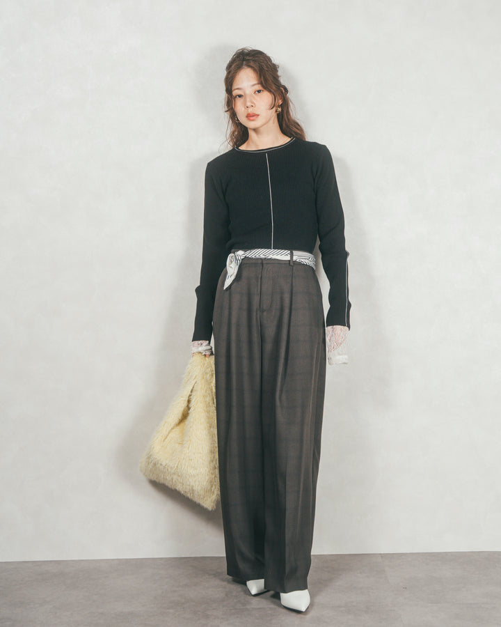 Line Rib クルーネックニット（BLACK）