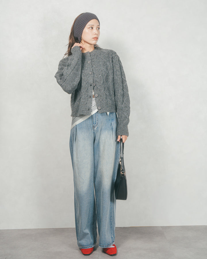 ワイドTuckイージーデニム (BLEACH)