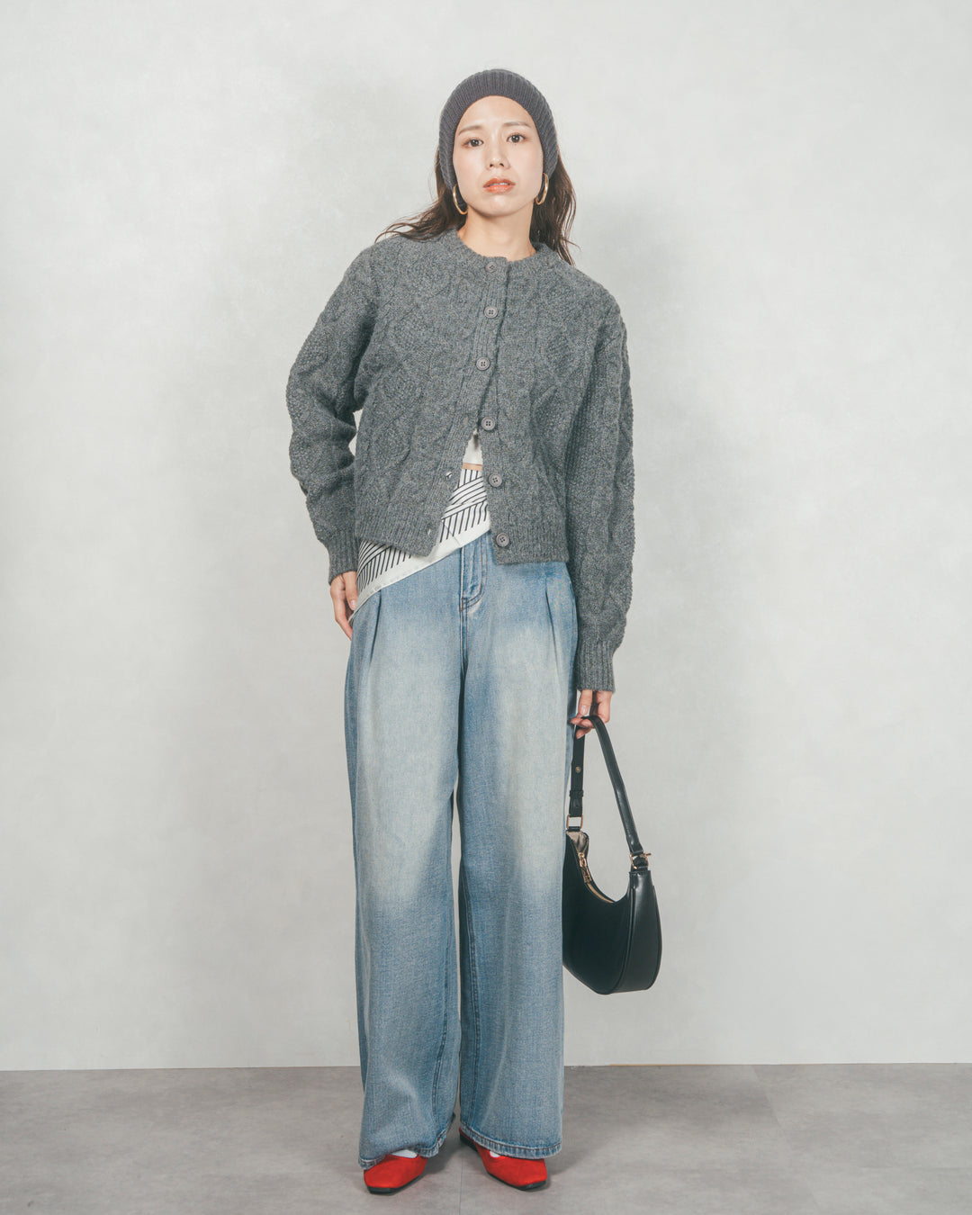 ワイドTuckイージーデニム (BLEACH)