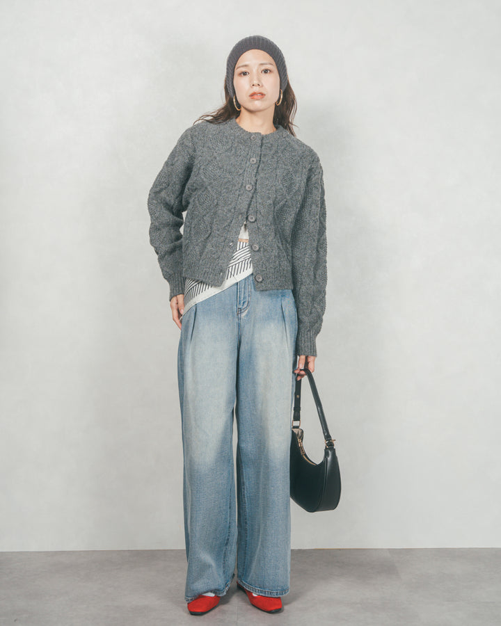 ワイドTuckイージーデニム (BLEACH)