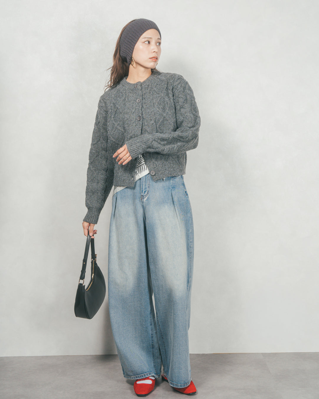 ワイドTuckイージーデニム (BLEACH)