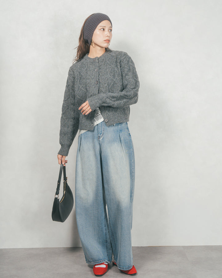 ワイドTuckイージーデニム (BLEACH)