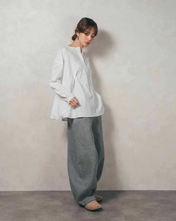 ［SET］カットビスチェxブラウス レイヤードSET+Relax 裏起毛カーブパンツ（2SET）
