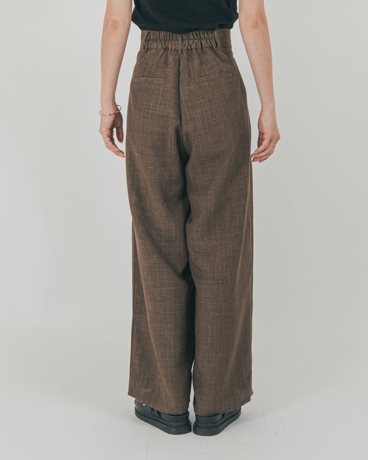 スラブTweedタックワイドパンツ