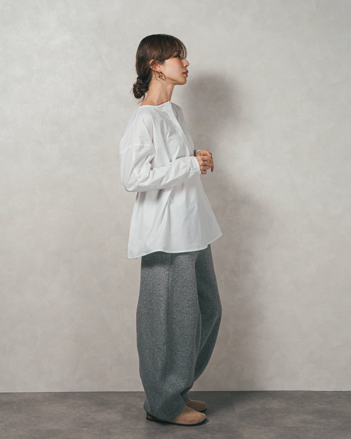 ［SET］カットビスチェxブラウス レイヤードSET+Relax 裏起毛カーブパンツ（2SET）