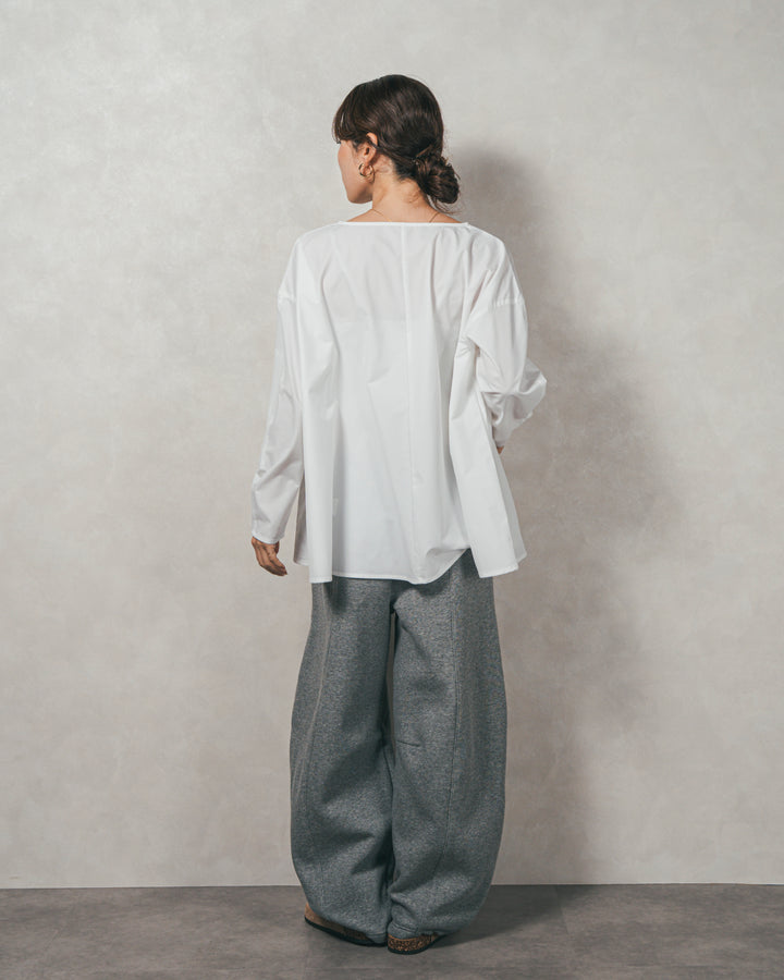 ［SET］カットビスチェxブラウス レイヤードSET+Relax 裏起毛カーブパンツ（2SET）