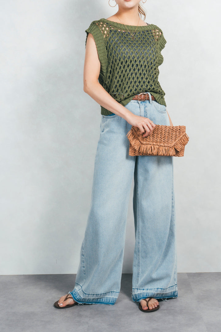 ［SET］2-Way Uネックメッシュニットベスト+［カップ付き］ヘルシーフィットリブキャミ（2SET）