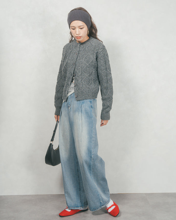 ワイドTuckイージーデニム (BLEACH)