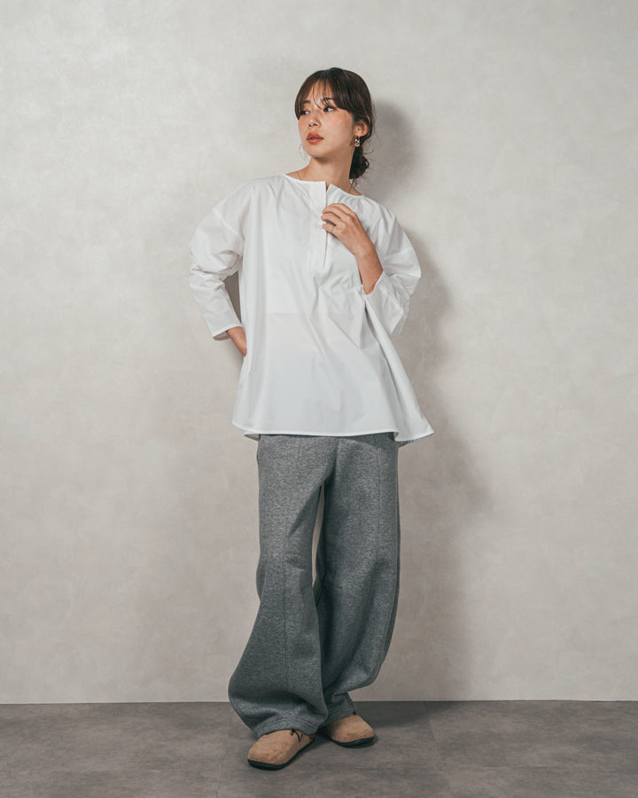 ［SET］カットビスチェxブラウス レイヤードSET+Relax 裏起毛カーブパンツ（2SET）