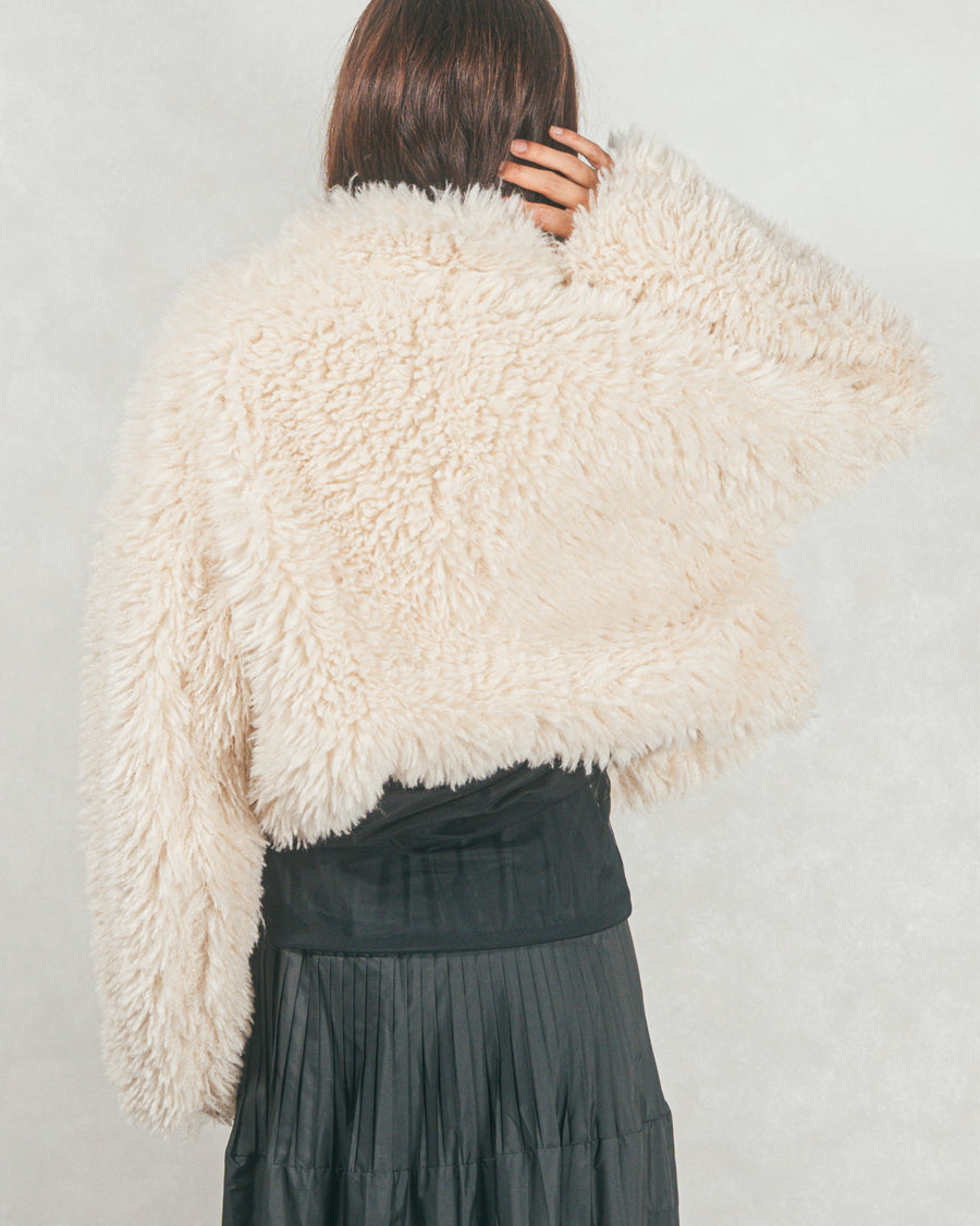［SET］プードルボアZipショートコート+メランジチェックStraightパンツ（2SET）