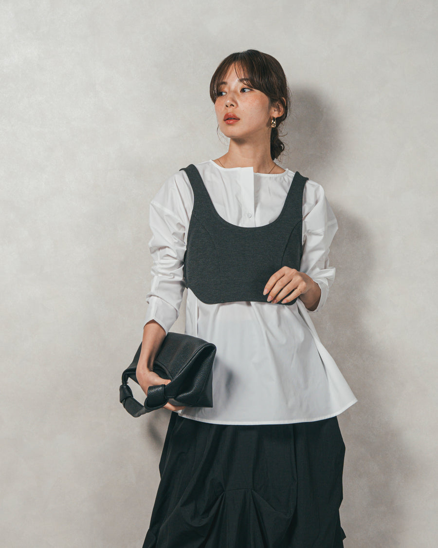 カットビスチェxブラウス レイヤードSET