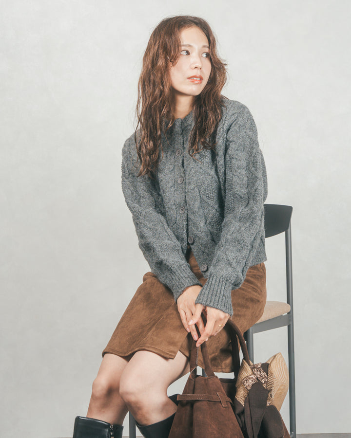 スウェードライクラップスカート (BROWN)