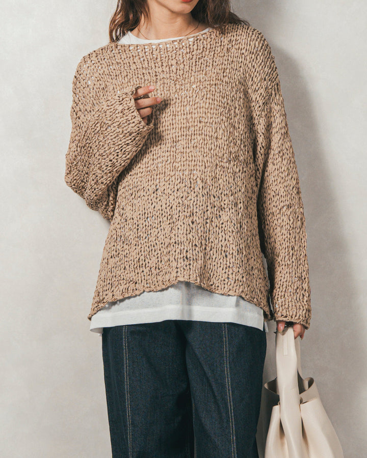 ［SET］エアリールーズオーバーニット+センターシーム リラックスカラーデニム