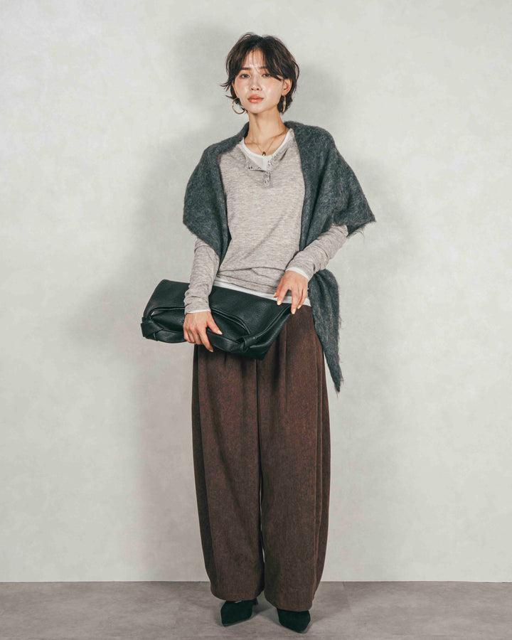 ［SET］Sheerリブヘンリーネックトップス+Sheerリブヘンリーネックトップス（2SET）