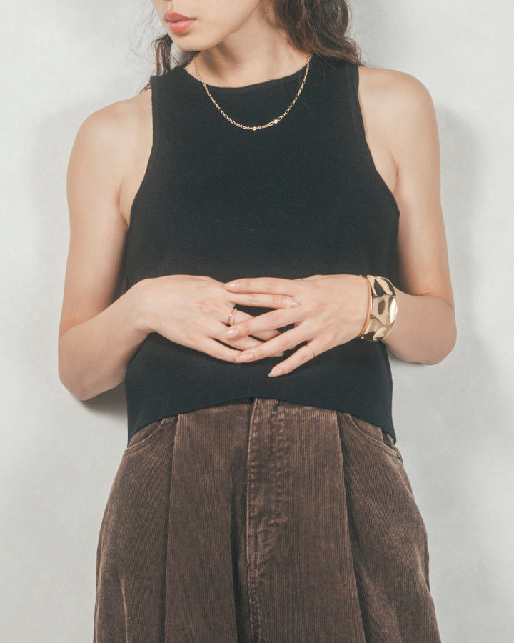 ［SET］メランジVネックニットレイヤードセット+ドローストリングナイロンカーゴスカート（2SET）