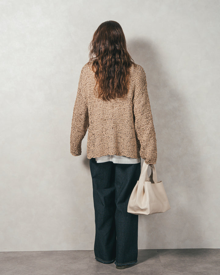 ［SET］エアリールーズオーバーニット+センターシーム リラックスカラーデニム