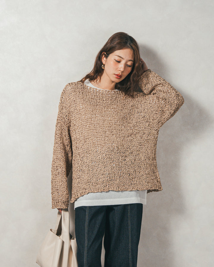 ［SET］エアリールーズオーバーニット+センターシーム リラックスカラーデニム