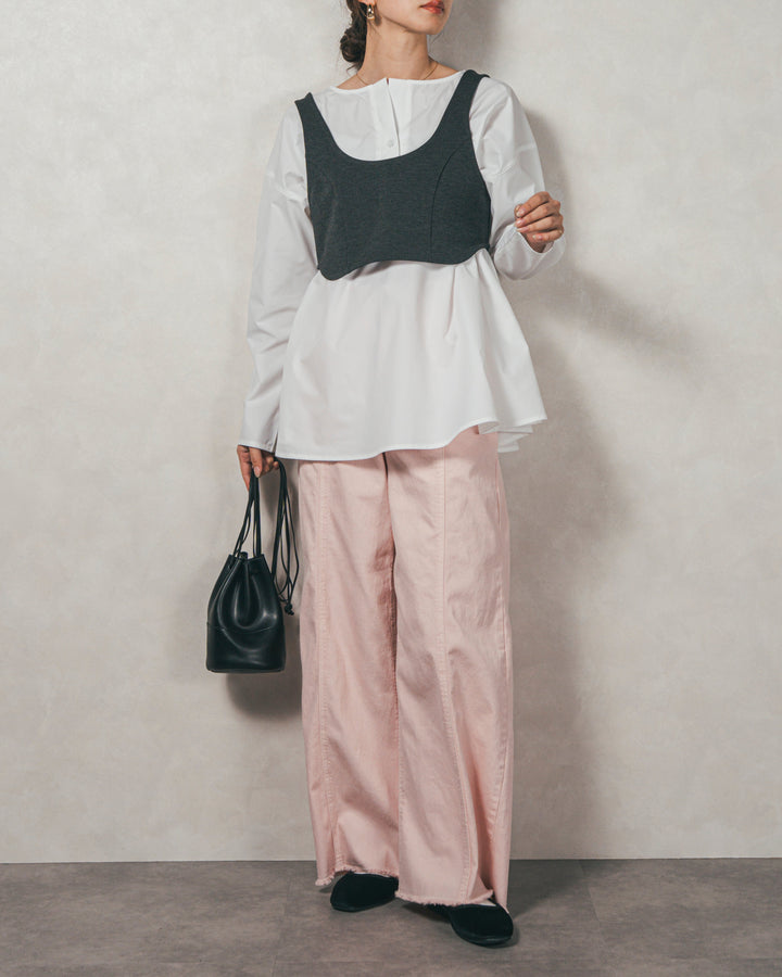 ［SET］カットビスチェxブラウス レイヤードSET+センターシーム リラックスカラーデニム（2SET）