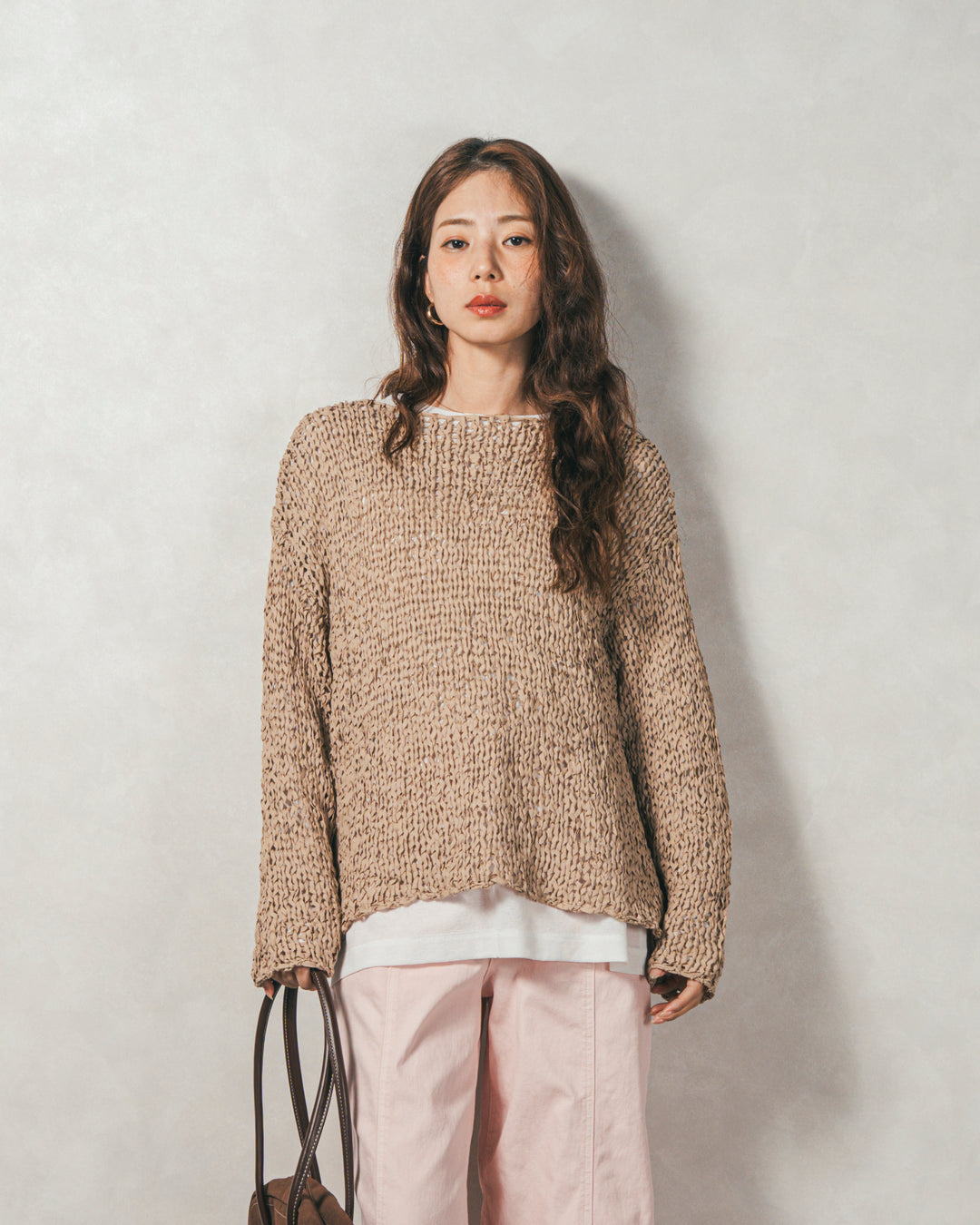 ［SET］エアリールーズオーバーニット+センターシーム リラックスカラーデニム