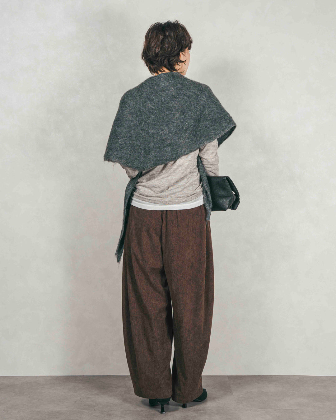 Sheerリブヘンリーネックトップス (GRAY)