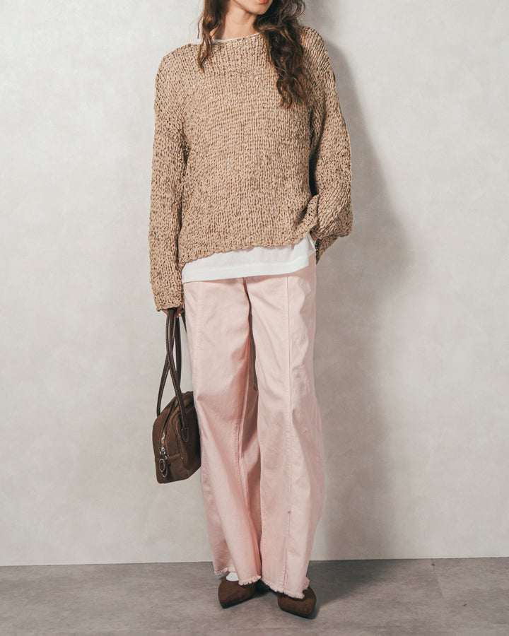 ［SET］エアリールーズオーバーニット+センターシーム リラックスカラーデニム