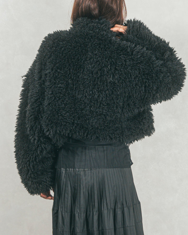 ［SET］プードルボアZipショートコート+ワイドTuckイージーデニム（2SET）