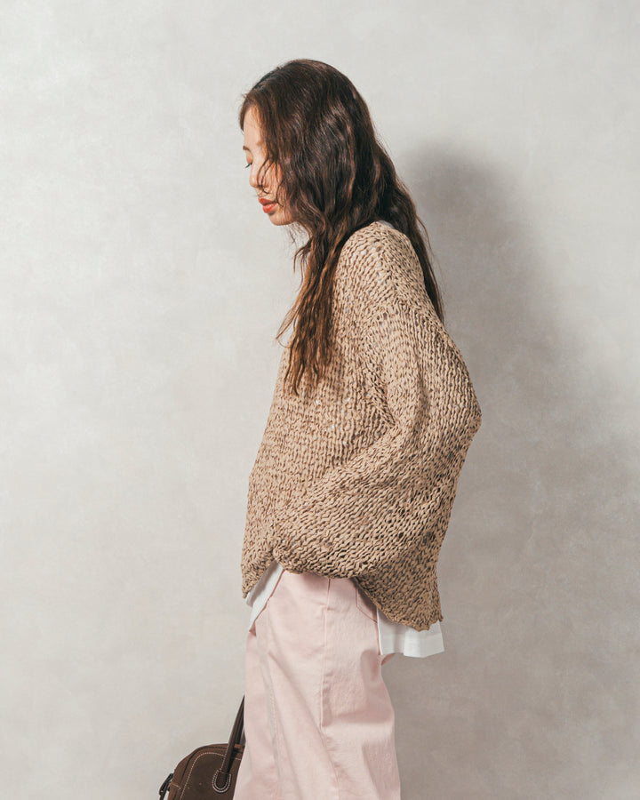 ［SET］エアリールーズオーバーニット+センターシーム リラックスカラーデニム