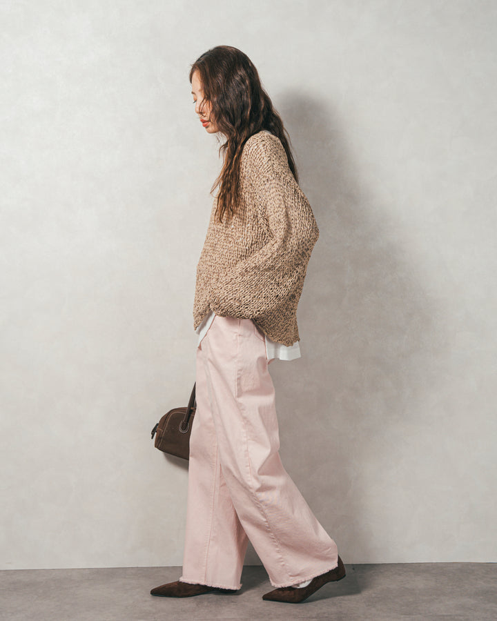 ［SET］エアリールーズオーバーニット+センターシーム リラックスカラーデニム